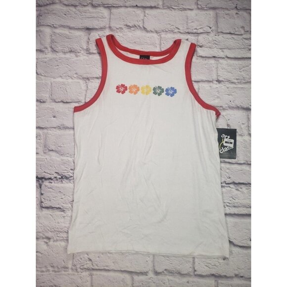 Art Class Girl's Size XL (14/16) White And Red High Neck Graphic Tank Top - Picture 1 of 3